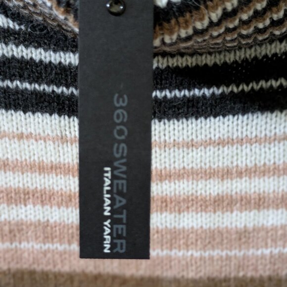 NWT 360 Sweater Italian Yarn Striped Turtleneck 35% merino wool 30% alpaca - Picture 6 of 7